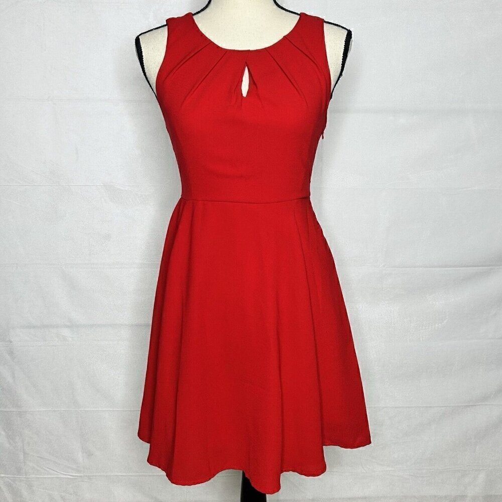 Ya Los Angeles Sz Small A-Line Dress Red Silk Blend Sleeveless